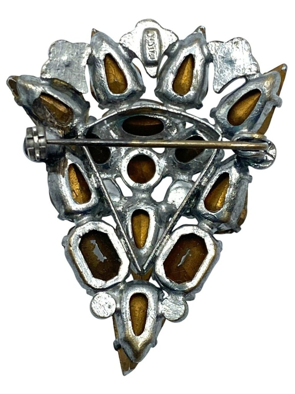 Czech Czechoslovakian Rhinestone Brooch Pin Vintage 40's 50's MARKED! - Picture 6 of 9